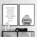 Canvasdoek - "Buddha Hoofd/Buddha Quote" - apart of als 2 delen, 11 maten