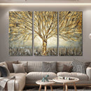 Canvasdoek - Gouden Levensboom - 3 Delen - 4 verschillende maten