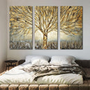 Canvasdoek - Gouden Levensboom - 3 Delen - 4 verschillende maten