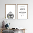 Canvasdoek - "Buddha Hoofd/Buddha Quote" - apart of als 2 delen, 11 maten