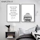 Canvasdoek - "Buddha Hoofd/Buddha Quote" - apart of als 2 delen, 11 maten