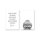 Canvasdoek - "Buddha Hoofd/Buddha Quote" - apart of als 2 delen, 11 maten