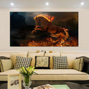Prachtig paard in vuur canvasdoek schilderij poster dieren