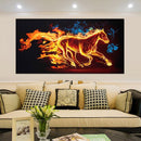 Prachtig paard in vuur canvasdoek schilderij poster dieren