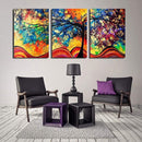 Kleurrijke Abstracte Boom in Canvasdoek 3 Delen Korting