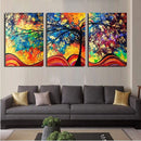Kleurrijke Abstracte Boom in Canvasdoek 3 Delen Korting