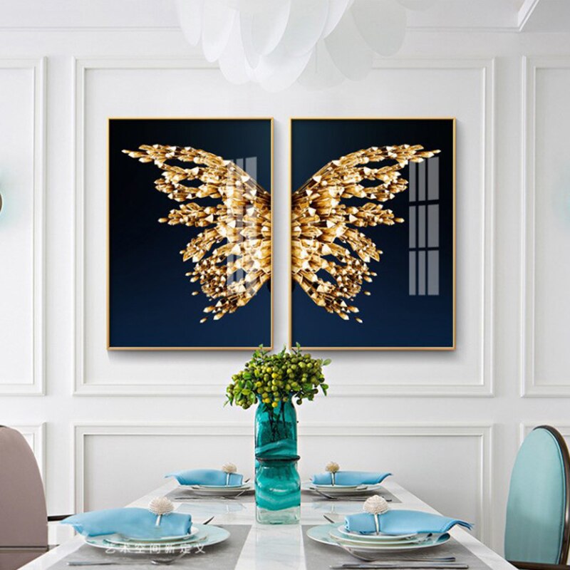 Gouden vlinder canvasdoek vlinder schilderij vlinder poster