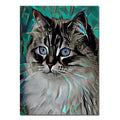 kat canvasdoek kleurrijk schilderij poster kater poes dieren