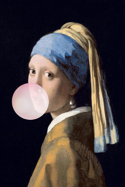 "Meisje met de Parel" - Johannes Vermeer - humor/kauwgom