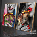 Dollar Bills met Vrouw in Canvasdoek