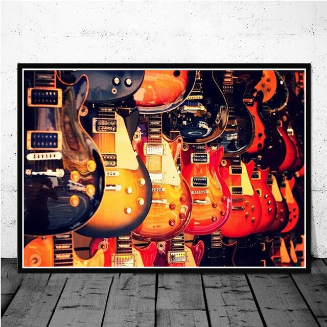 gitaar met qoutes spreuken in canvasdoek schilderij poster (10 varianten)