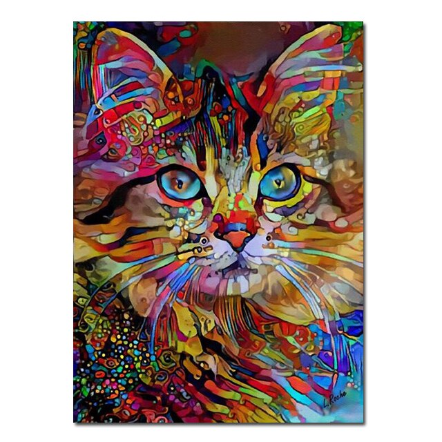 kat canvasdoek kleurrijk schilderij poster kater poes dieren