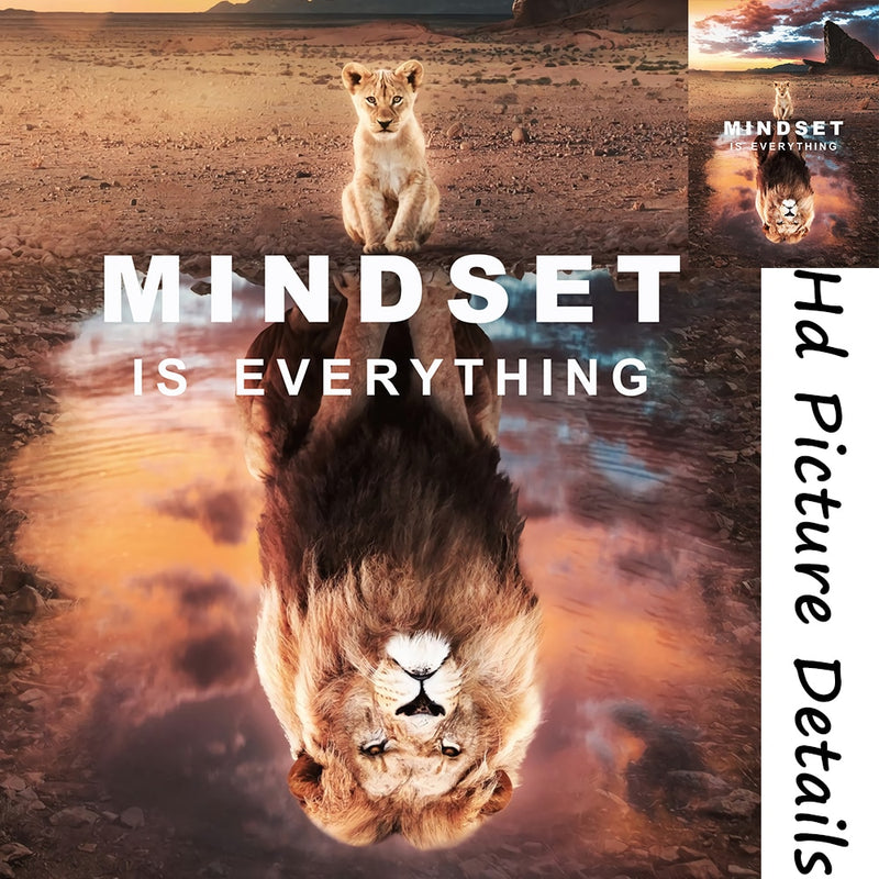 Canvasdoek - Welp, leeuw, spiegelbeeld - "Mindset is Everything" - 8 verschillende maten