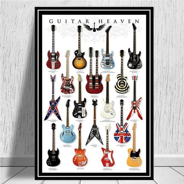 gitaar met qoutes spreuken in canvasdoek schilderij poster (10 varianten)