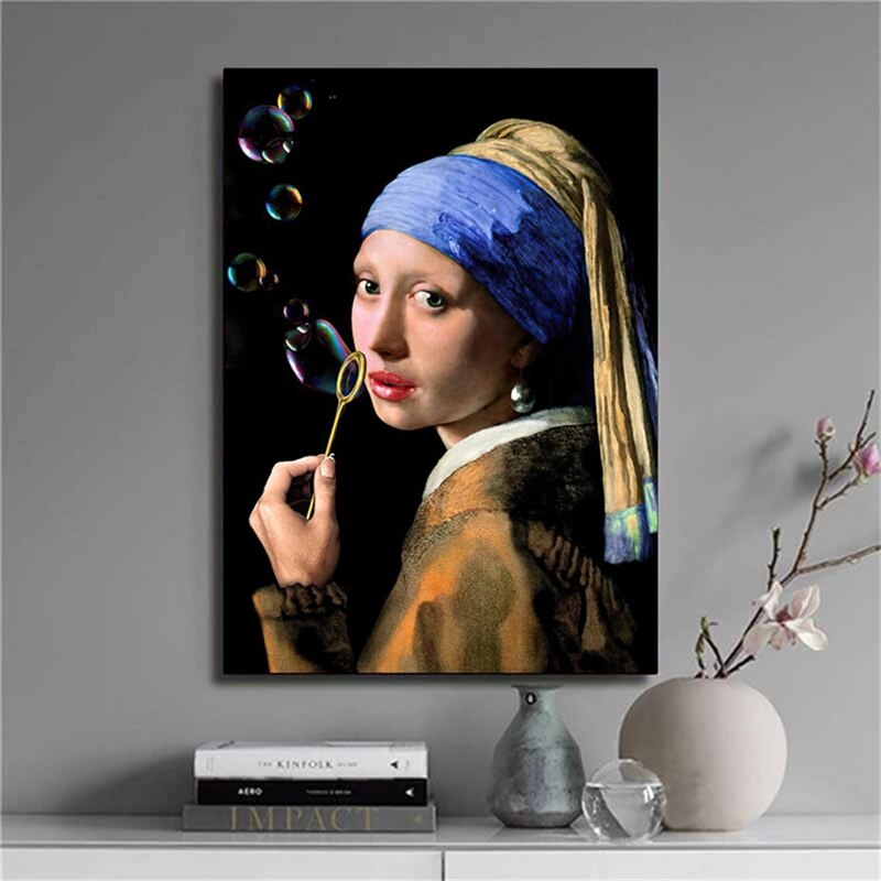 "Meisje met de Parel" - Johannes Vermeer - humor/bellenblaas