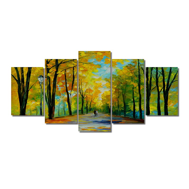 Kleurrijke bomen landschap canvasdoek schilderij poster