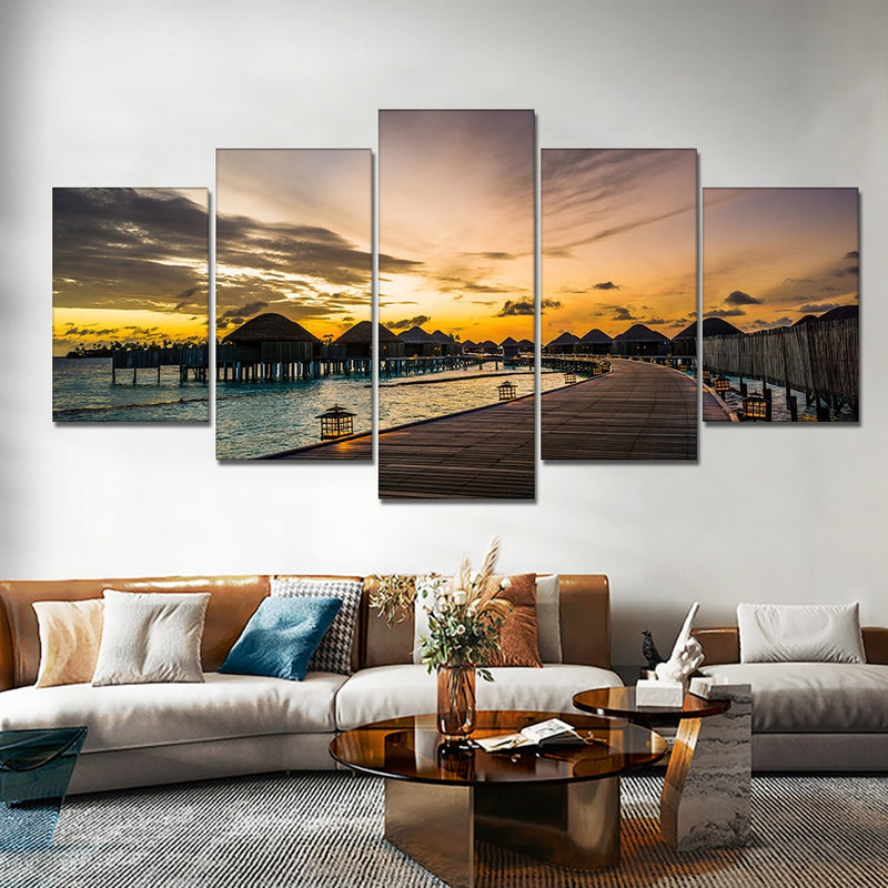 zonsondergang zonsopgang canvasdoek schilderij poster strand water zee