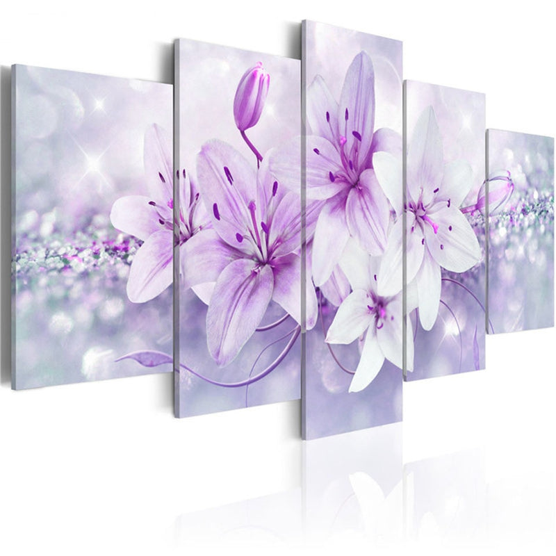 Lelie bloemen Canvasdoek 5 stuks - Verschillende varianten beschikbaar - Bloemen Schilderij