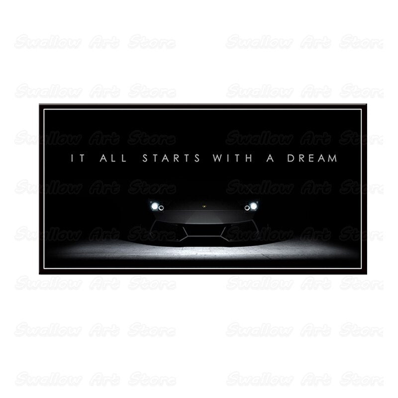 It all starts with a dream canvasdoek schilderij poster quotes motivatie inspiratie