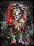 Leeuwenkop Schilderij - Abstracte Leeuw Canvasdoek  - Graffiti Art  Leeuw Schilderij -  Dieren Canvasdoek - Vele varianten beschikbaar