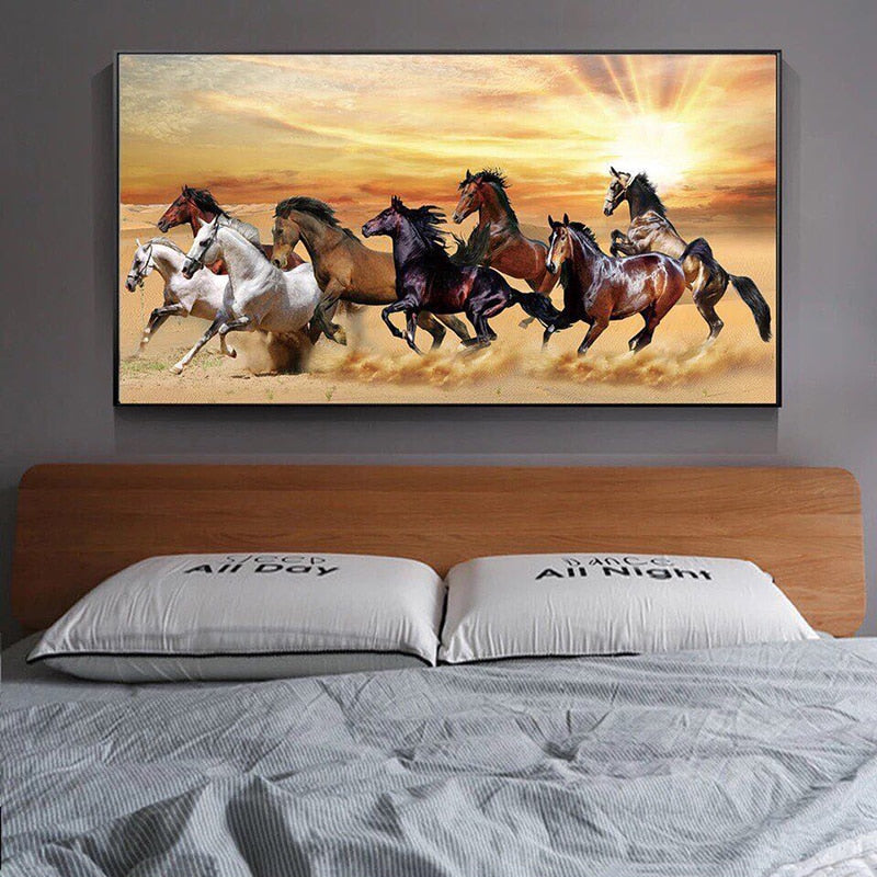 Rennende paarden canvasdoek paard op schilderij paard poster voor dieren