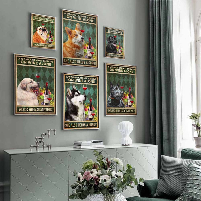 Hond canvasdoek schilderij poster (20 varianten)