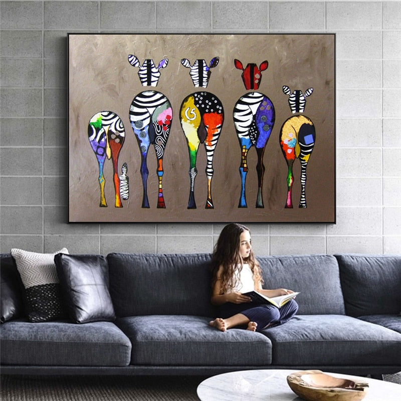 Giraffen Canvasdoek - Schilderij kinderkamer - Schilderij voor kinderen