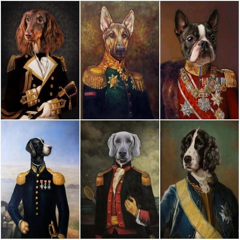 Hond humor canvasdoek schilderij poster (13 varianten)