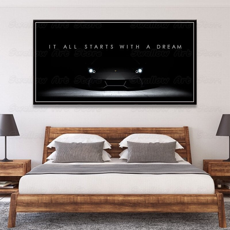 It all starts with a dream canvasdoek schilderij poster quotes motivatie inspiratie