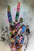 Middelvinger Gebaar - Street Art Poster - Graffiti Art  Schilderij - Graffity Canvasdoek - Twee varianten - Humor Schilderij