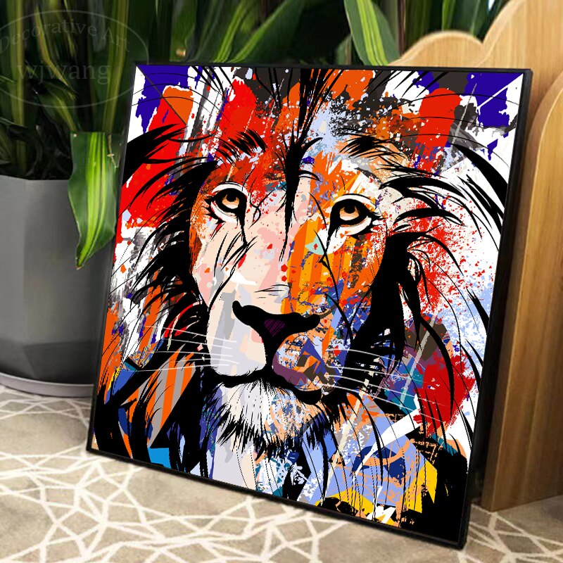 Leeuw Canvasdoek - Leeuw Schilderij - Dieren Schilderij - Poster