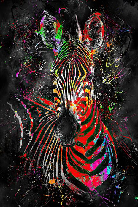 Leeuwenkop Schilderij - Abstracte Leeuw Canvasdoek  - Graffiti Art  Leeuw Schilderij -  Dieren Canvasdoek - Vele varianten beschikbaar