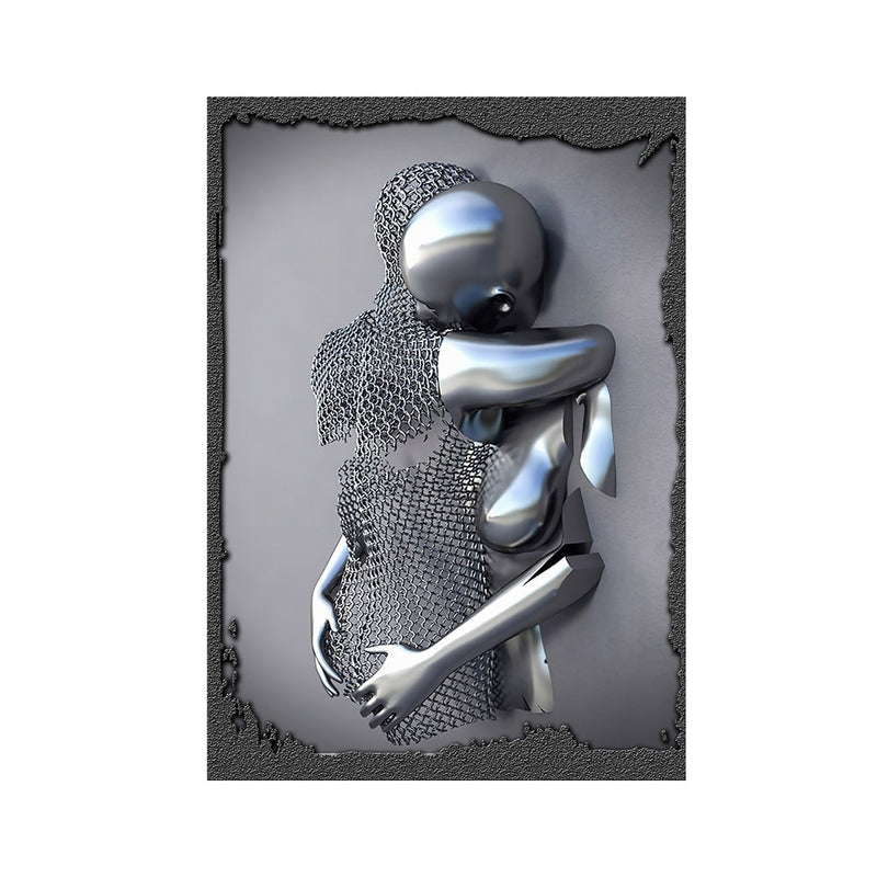 Schitterende moderne metalen figuur - Canvasdoek - Romantiek Schilderij - Liefde Schilderij