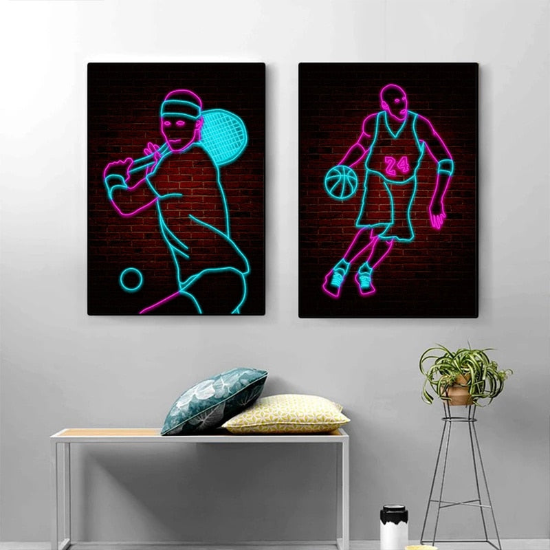 Tennis basketbal voetbal sport canvasdoek schilderij poster