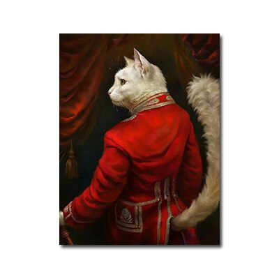 kat poes vintage canvasdoek schilderij poster humor