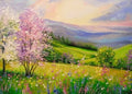 kleurrijk regenboog vrolijk landschap canvasdoek schilderij poster