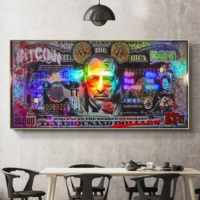 Godfather Bitcoin Graffity art - schilderij poster geld
