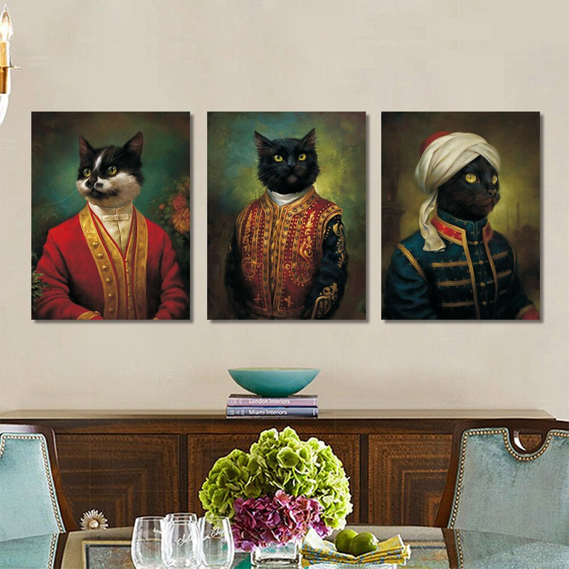 kat poes vintage canvasdoek schilderij poster humor