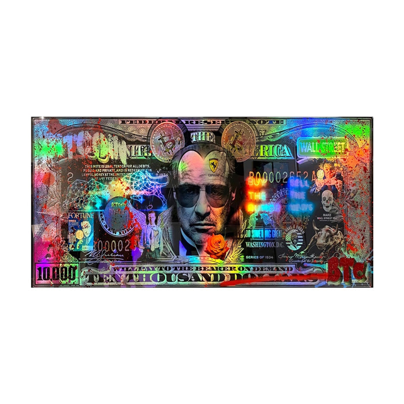 Godfather Bitcoin Graffity art - schilderij poster geld