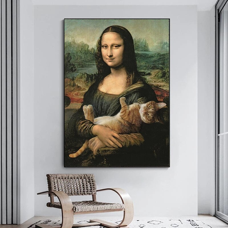 "Mona Lisa met kat" - Leonardo da Vinci - Humor