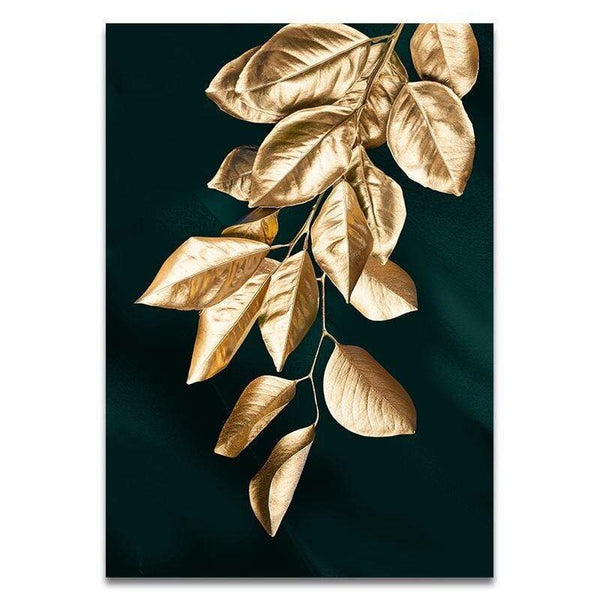Gouden Plant Blad in Canvasdoek 15x20cm / 2 Korting