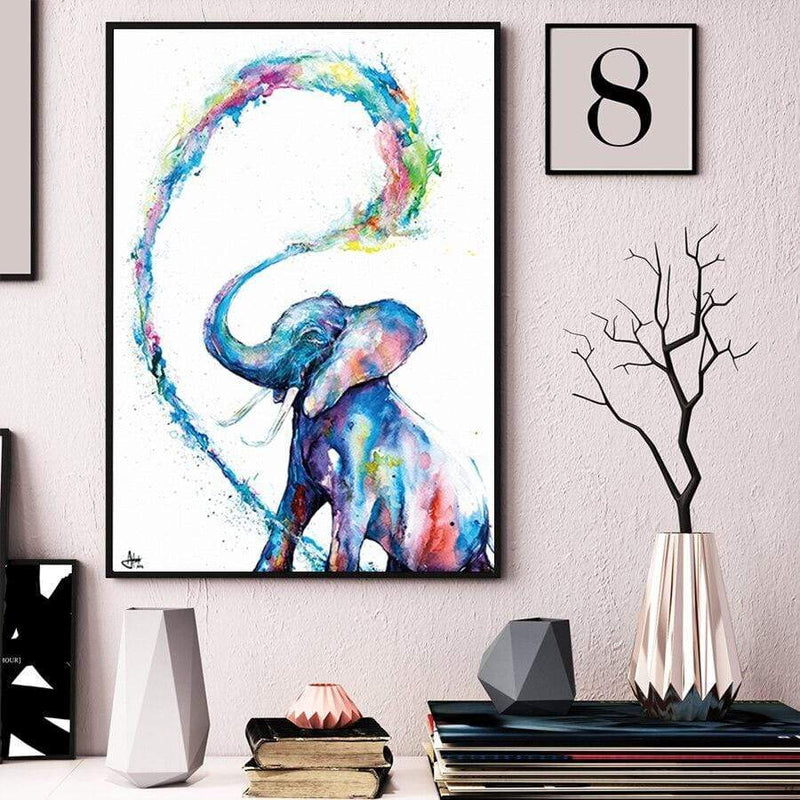 Kleurrijke Olifant Canvasdoek - Olifant Poster Korting