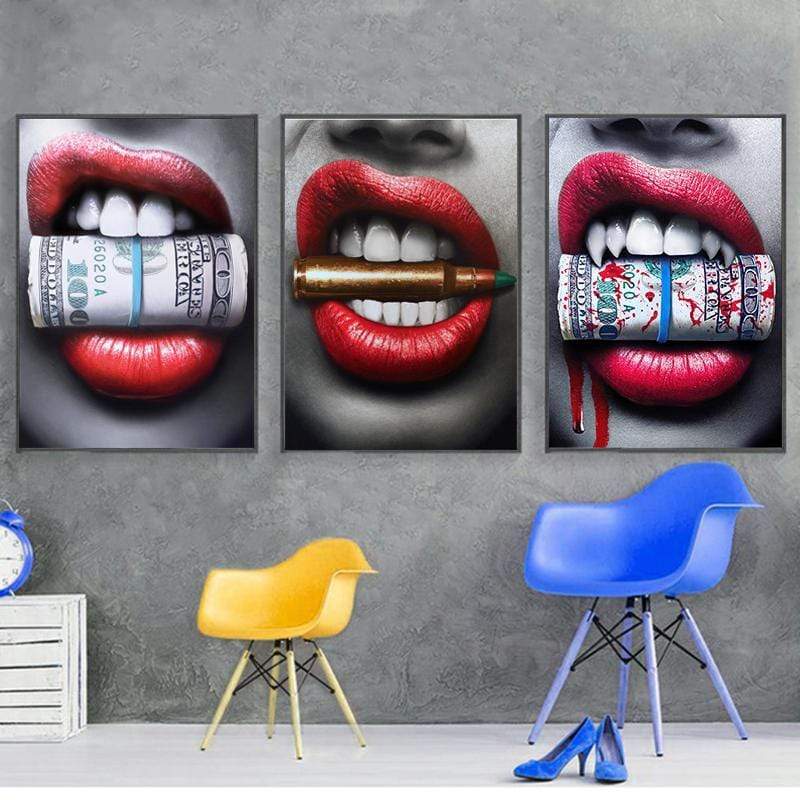 Sexy Lips moderne 3 delige canvas 3pcs total / 30X40CM Korting