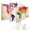 Wereldkaart Canvasdoek in Verschillende Varianten 10x15 10x20 10x25cm / 10 Korting