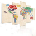 Wereldkaart Canvasdoek in Verschillende Varianten 10x15 10x20 10x25cm / 14 Korting