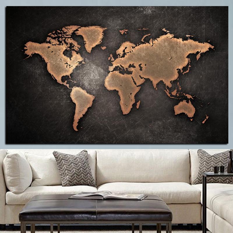 WereldKaart/Map In Canvasdoek - Indigo Markt