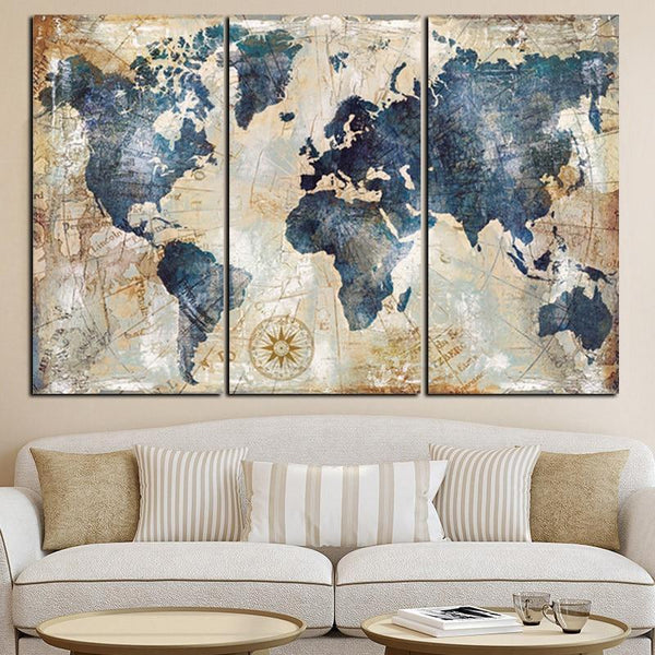 Wereldkaart - Map In Canvas - Indigo Markt